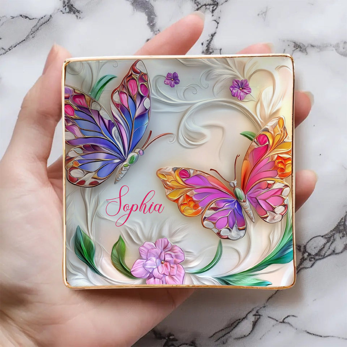 Stunning Butterfly - Personalized Butterfly Fully Printed Jewelry Dish