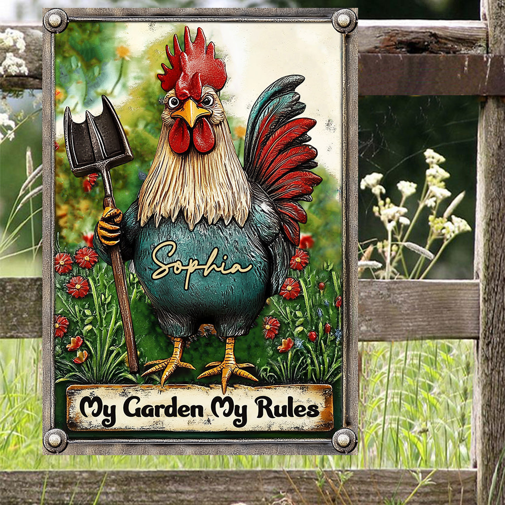My Garden My Rules - Personalized Gardening Rectangle Metal Sign