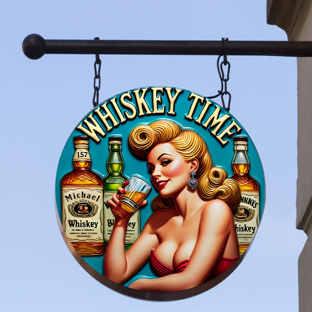 Whiskey Time - Personalized Whisky Round Metal Sign