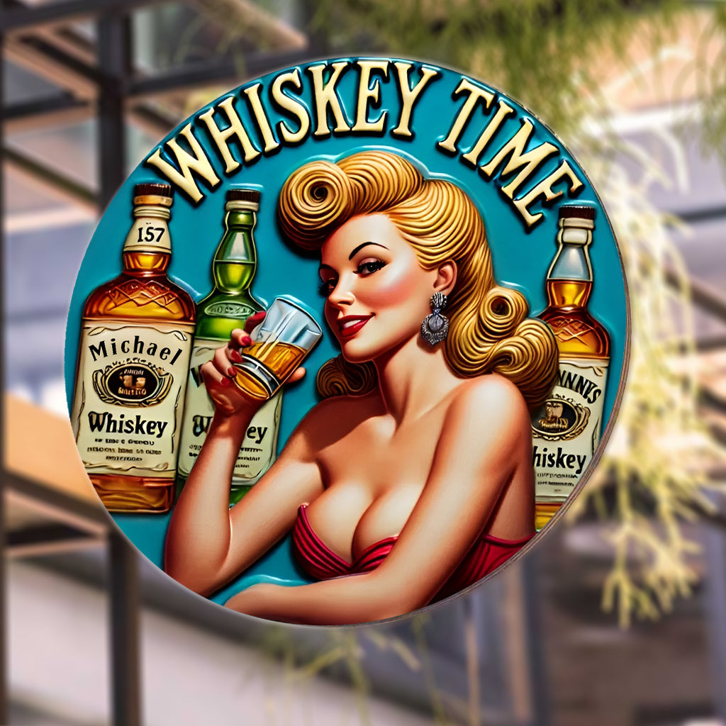 Whiskey Time - Personalized Whisky Round Metal Sign