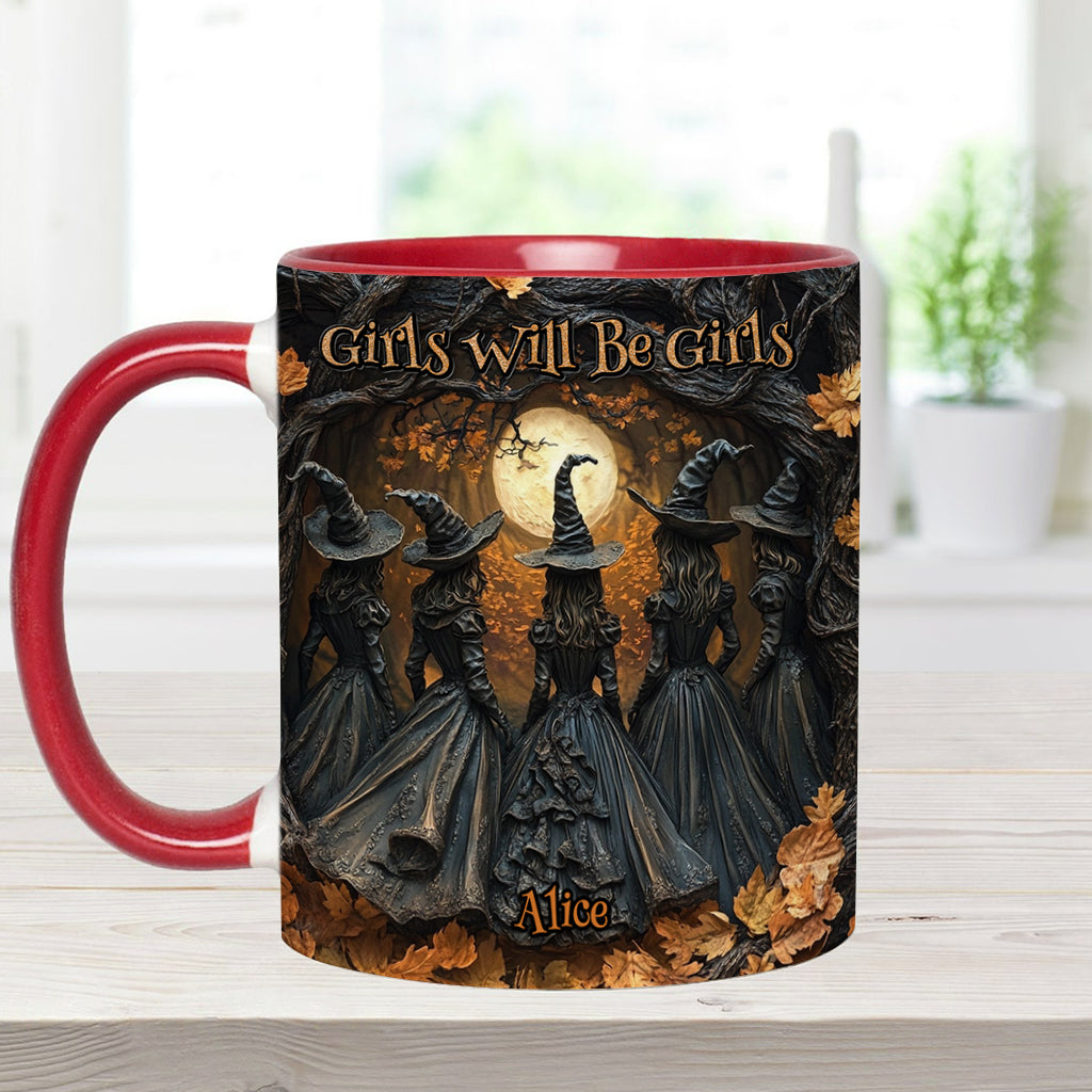 Girls Will Be Girls - Personalized Witch Accent Mug