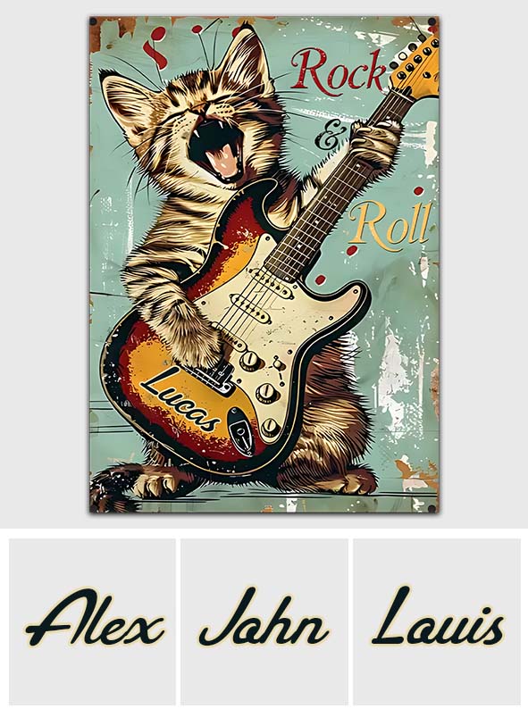 Rock & Roll - Personalized Guitar Rectangle Metal Sign