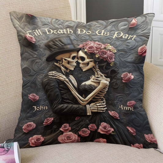 Till Death Do Us Part - Personalized Skull Throw Pillow