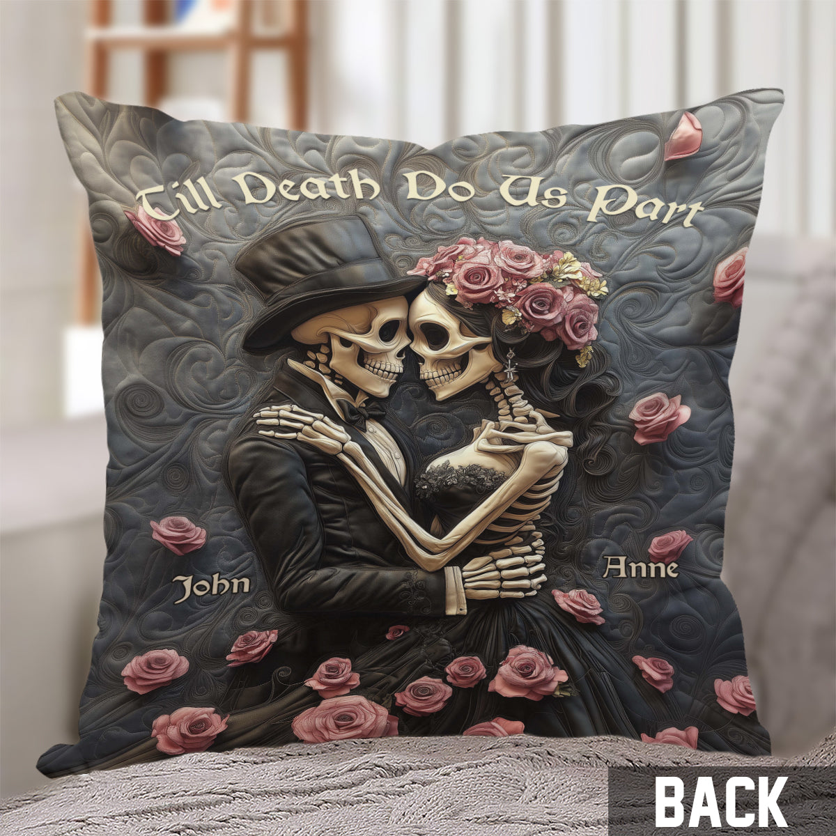 Till Death Do Us Part - Personalized Skull Throw Pillow