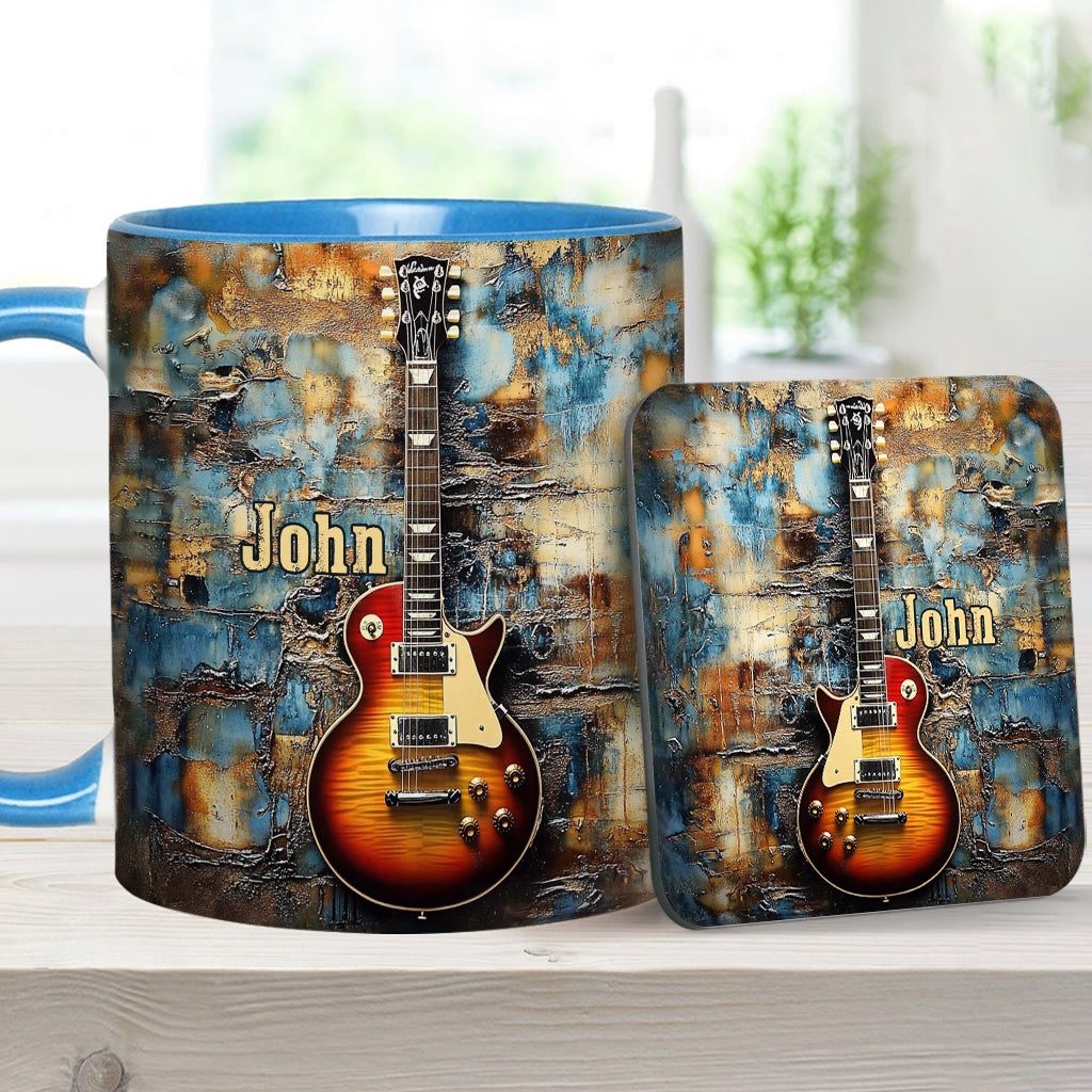 Vintage Electric Guitar - Personalized Guitar Accent Mug