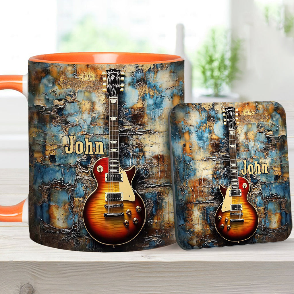 Vintage Electric Guitar - Personalized Guitar Accent Mug