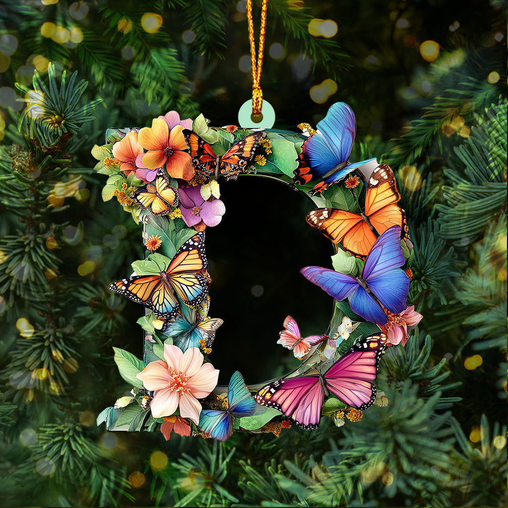 Flowers And Butterflies Letter - Personalized Butterfly Ornament