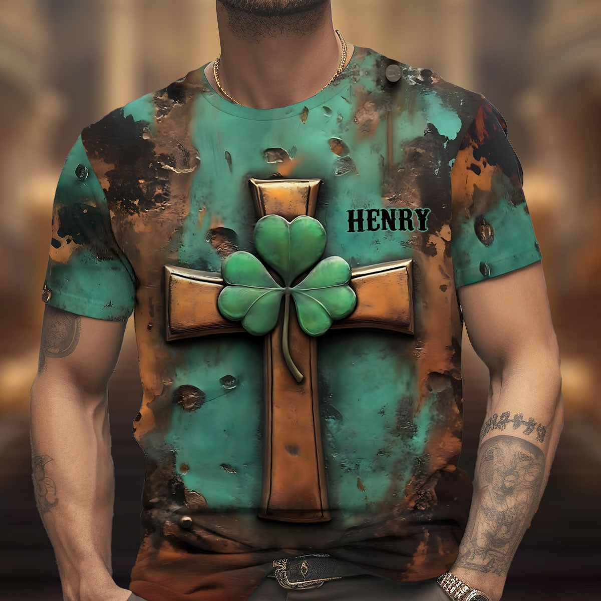 Vintage Irish Cross - Personalized Saint Patrick's Day All Over Shirt