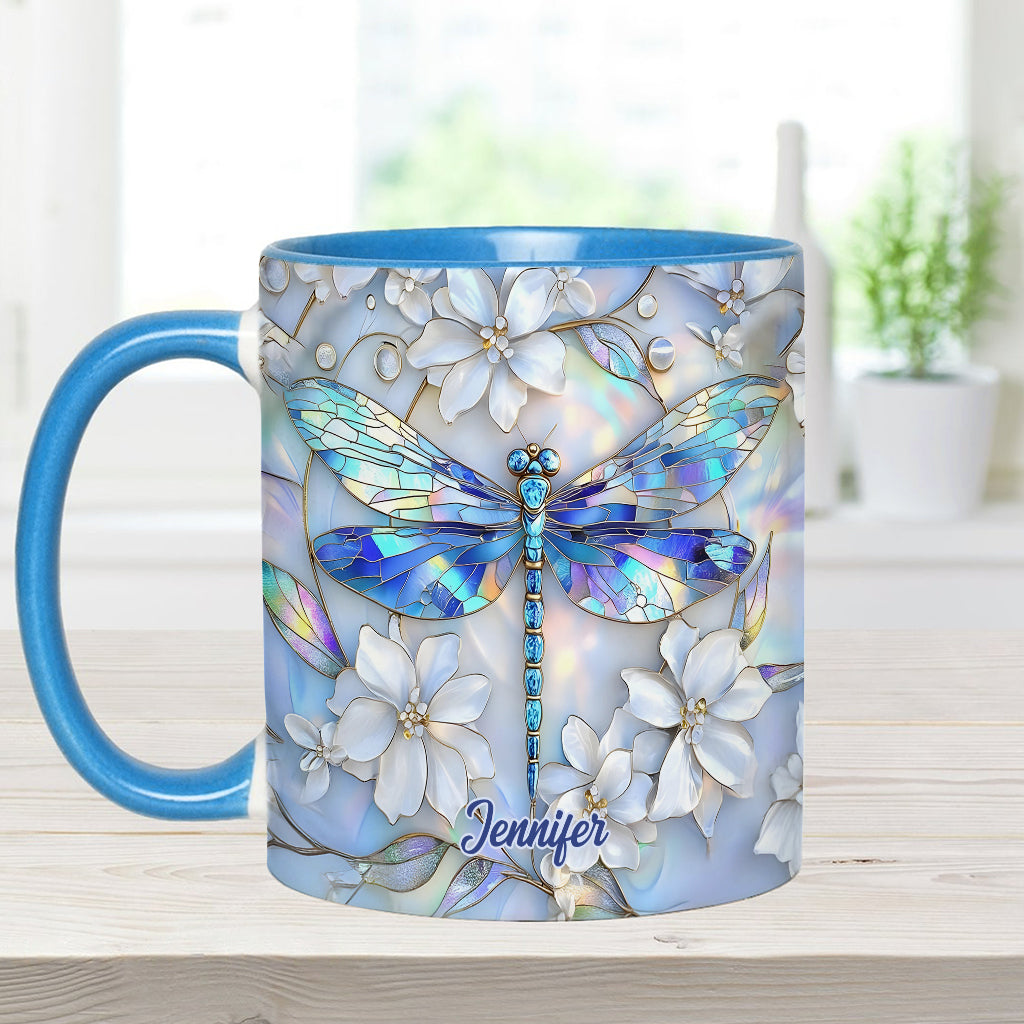 Vintage Soul Dragonfly - Personalized Dragonfly Accent Mug