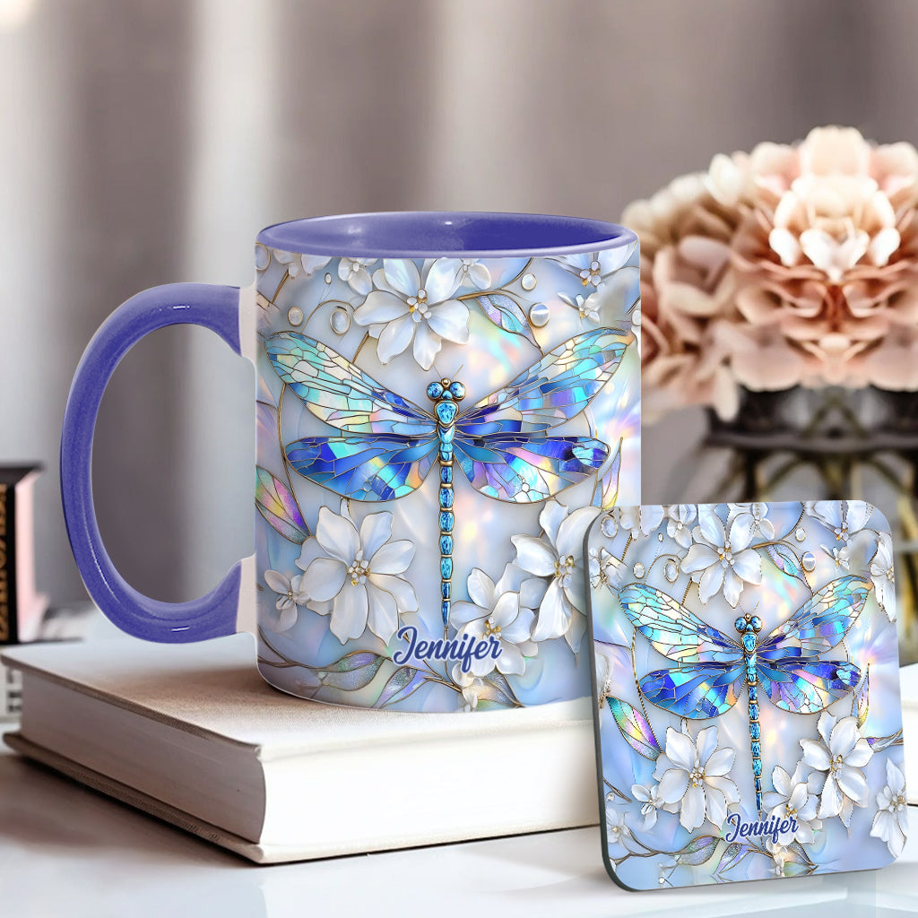 Vintage Soul Dragonfly - Personalized Dragonfly Accent Mug