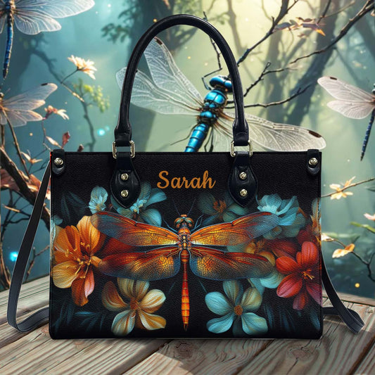 Stunning Dragonfly - Personalized Dragonfly Leather Handbag