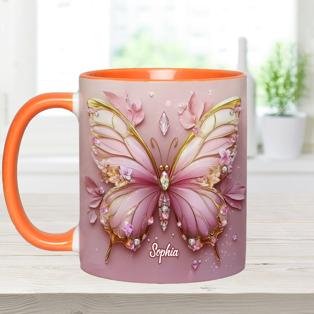 Beautiful Butterfly - Personalized Butterfly Accent Mug
