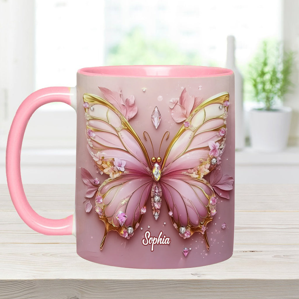 Beautiful Butterfly - Personalized Butterfly Accent Mug