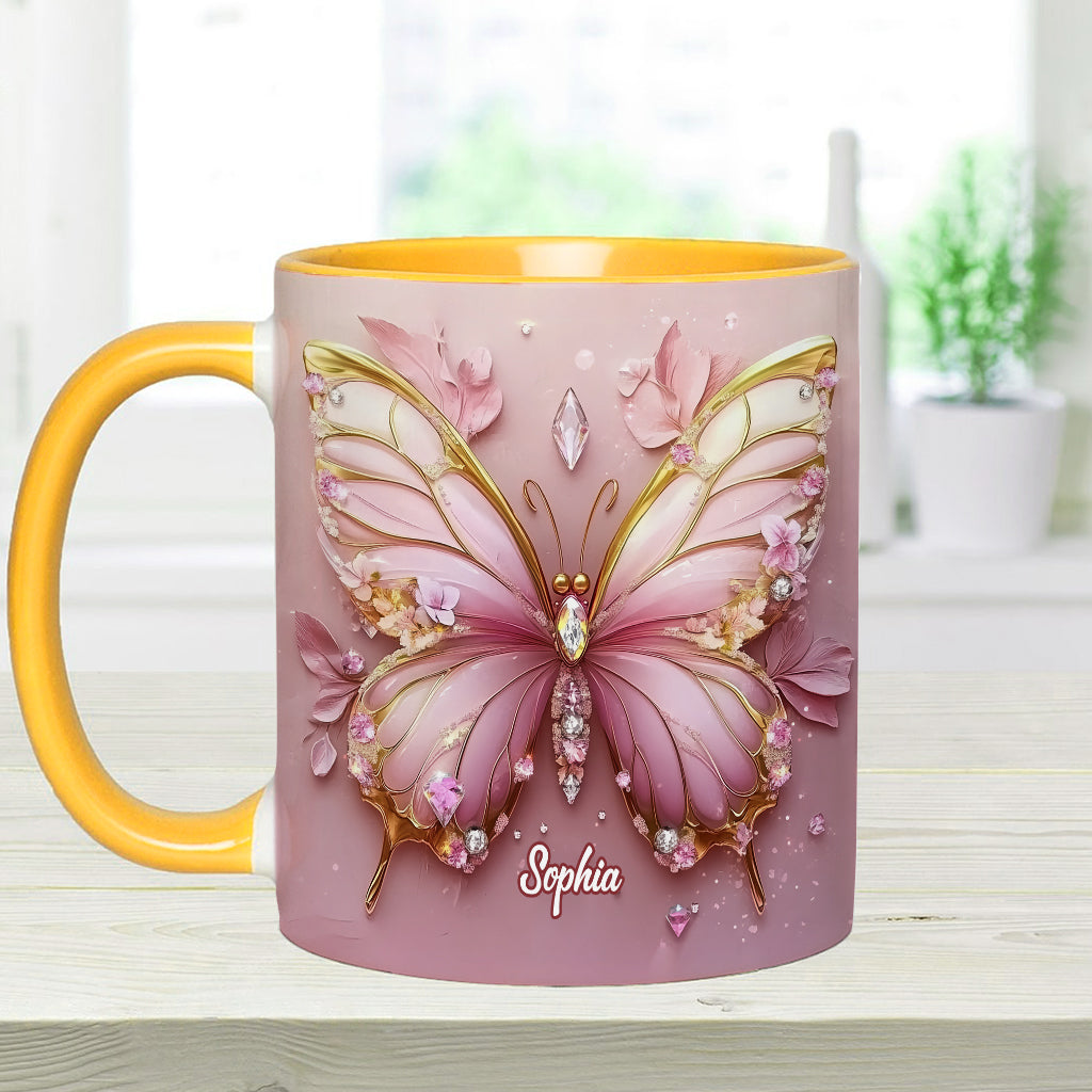Beautiful Butterfly - Personalized Butterfly Accent Mug