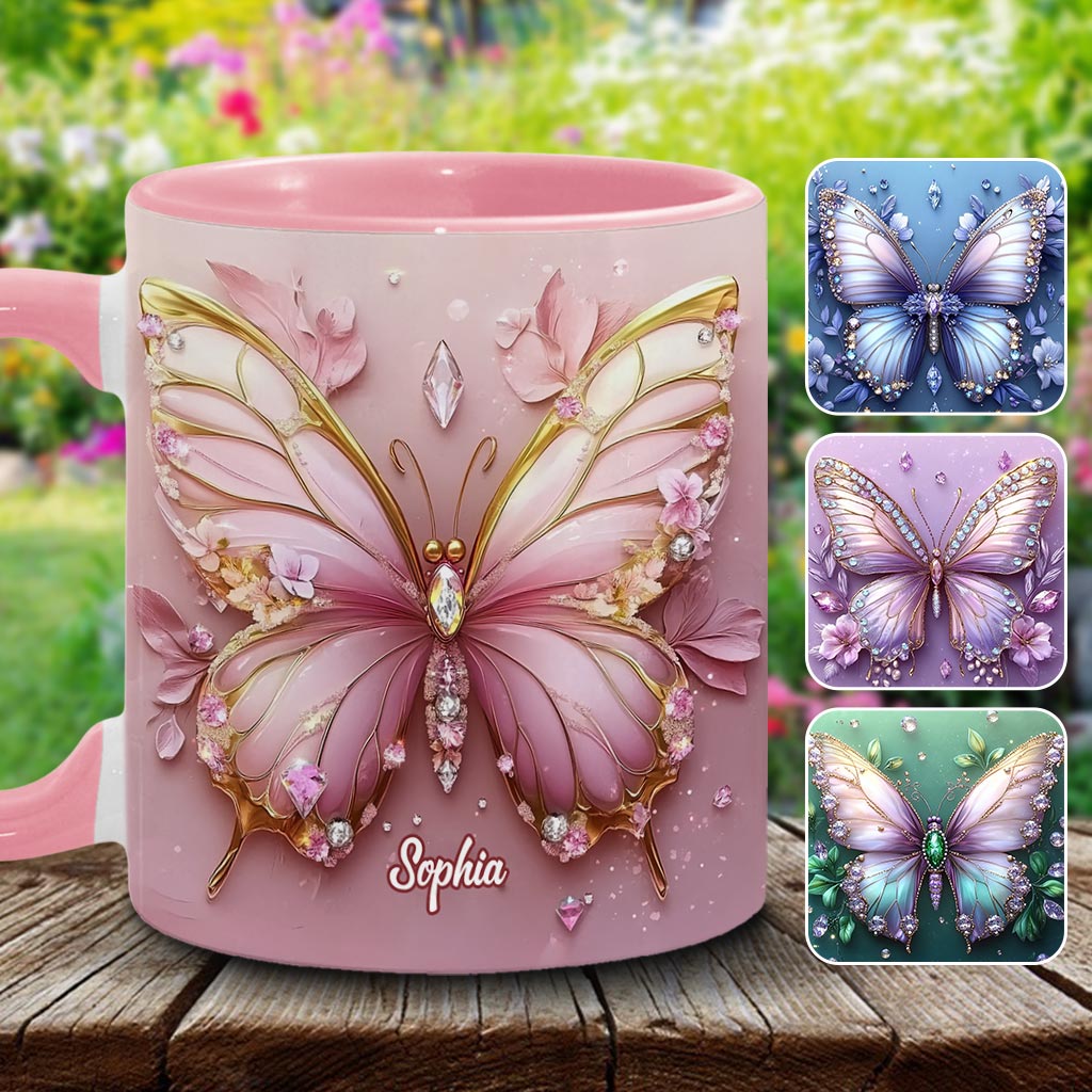 Beautiful Butterfly - Personalized Butterfly Accent Mug