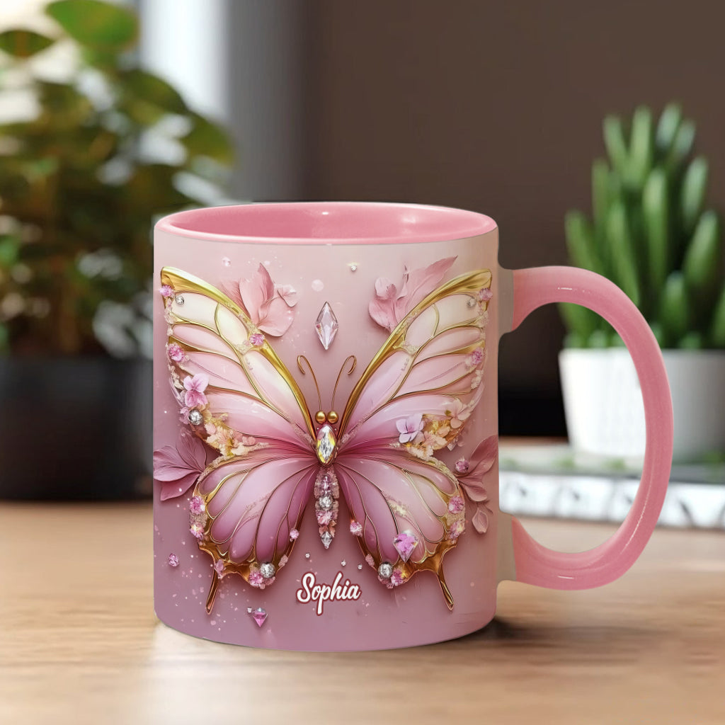 Beautiful Butterfly - Personalized Butterfly Accent Mug