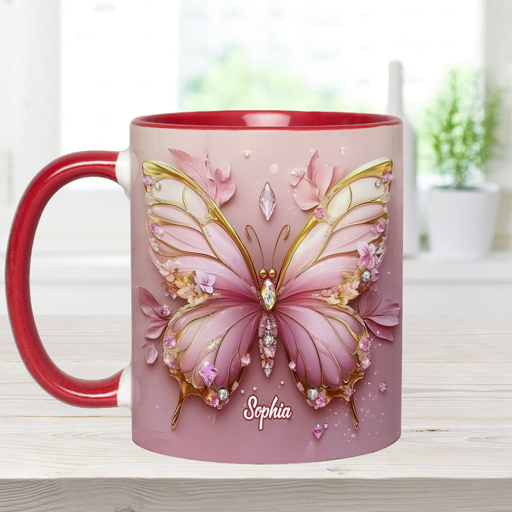 Beautiful Butterfly - Personalized Butterfly Accent Mug