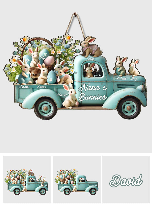 Mama/ Nana's ... Bunnies - Personalized Grandma Custom Shaped Wood Sign