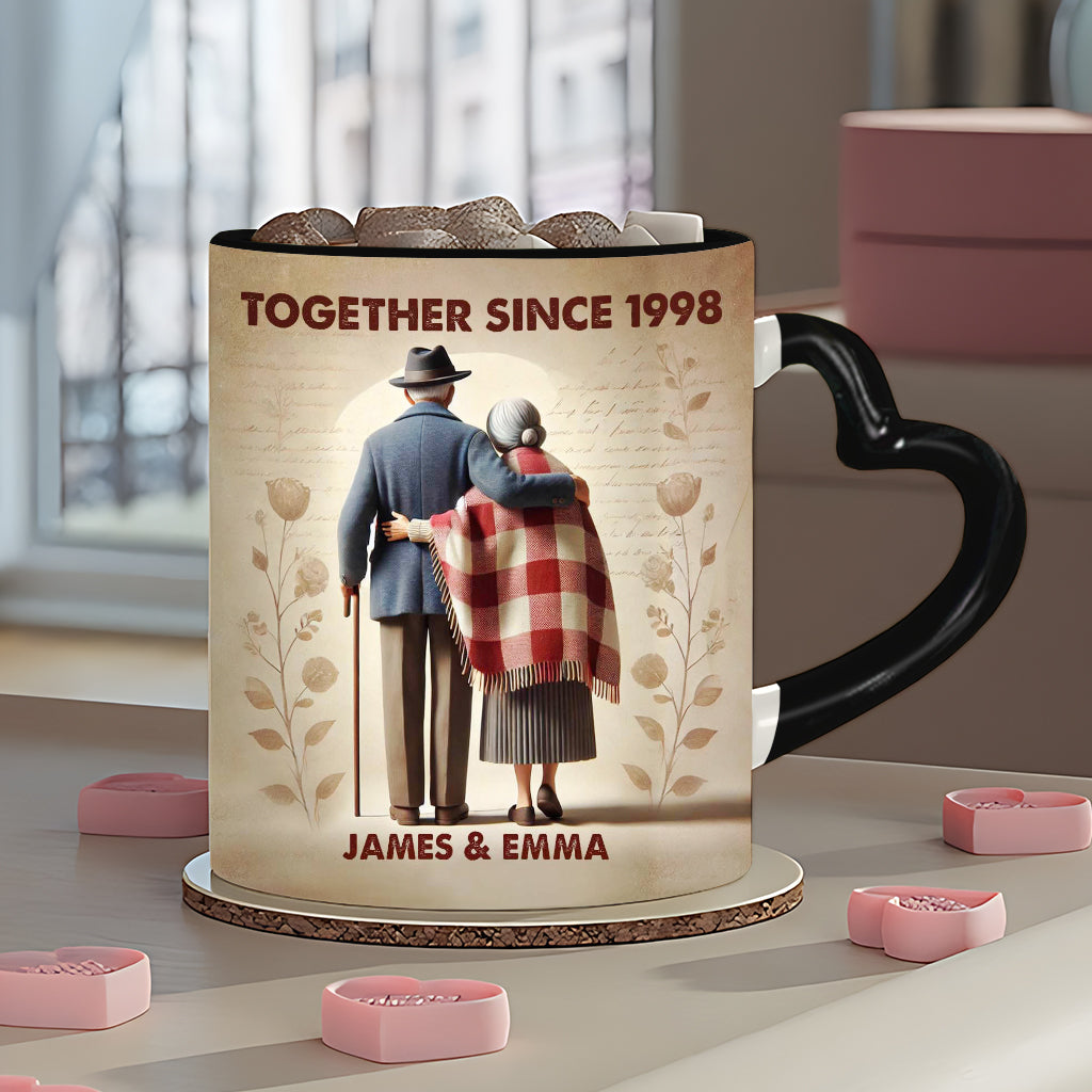 Together Since Any Year - Personalized Couple Heart Handle Mug