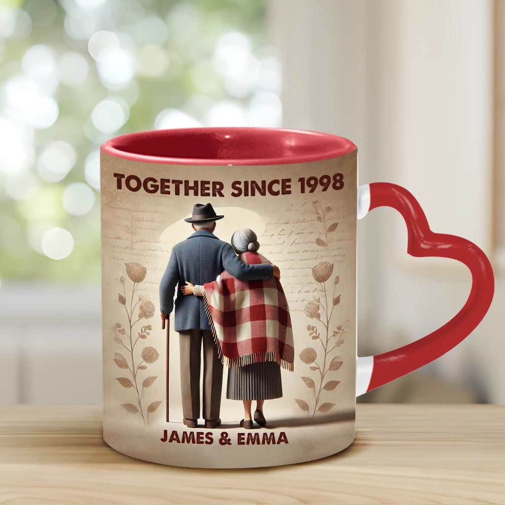 Together Since Any Year - Personalized Couple Heart Handle Mug