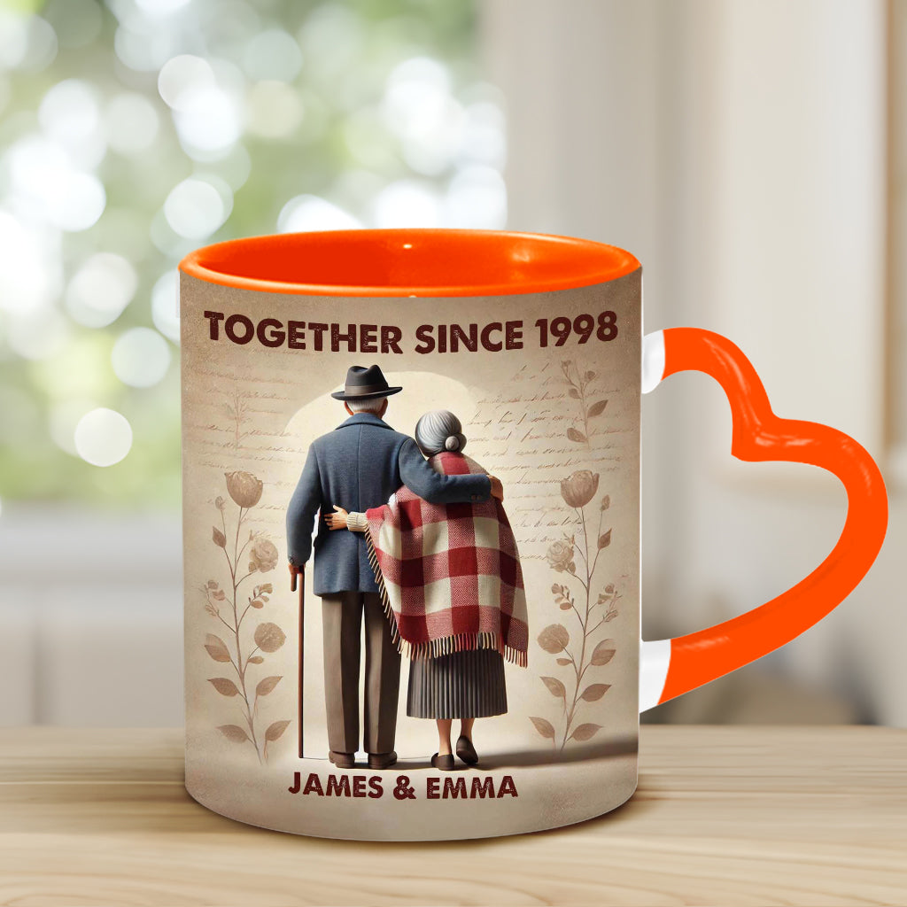 Together Since Any Year - Personalized Couple Heart Handle Mug