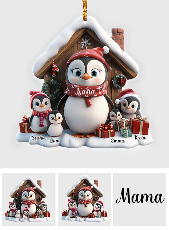 Any Title Cute Penguin Ornament - Personalized Grandma Ornament