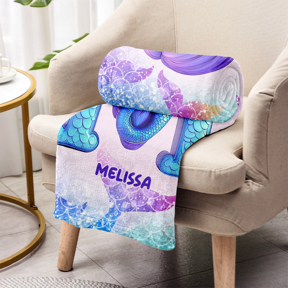 Adorable Mermaid Letter - Personalized Kid Blanket