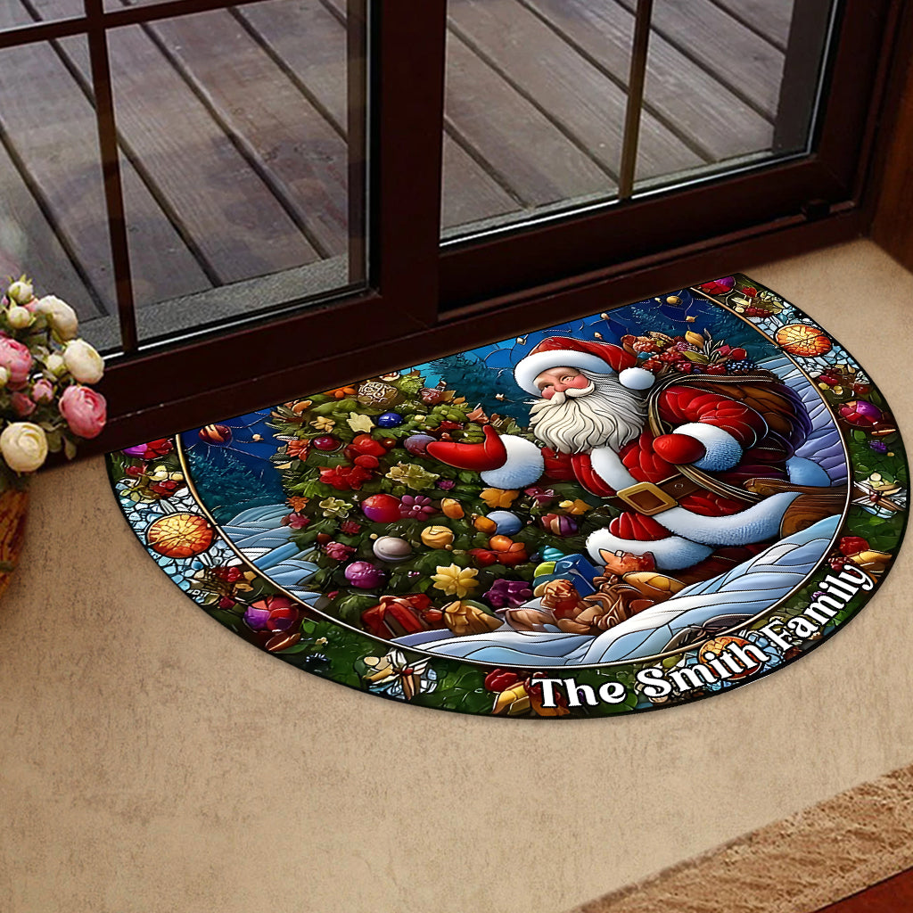 Merry Christmas - Personalized Family Shaped Doormat