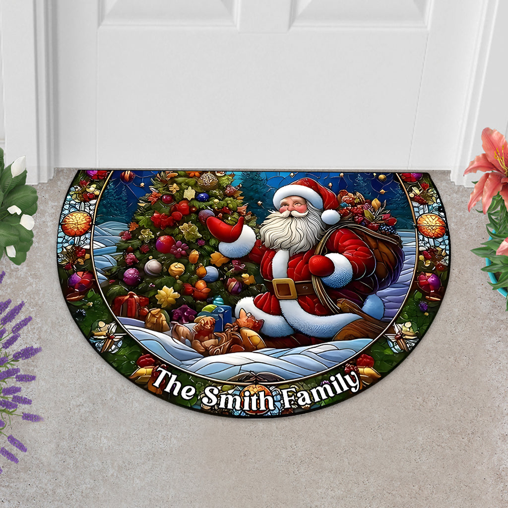 Merry Christmas - Personalized Family Shaped Doormat