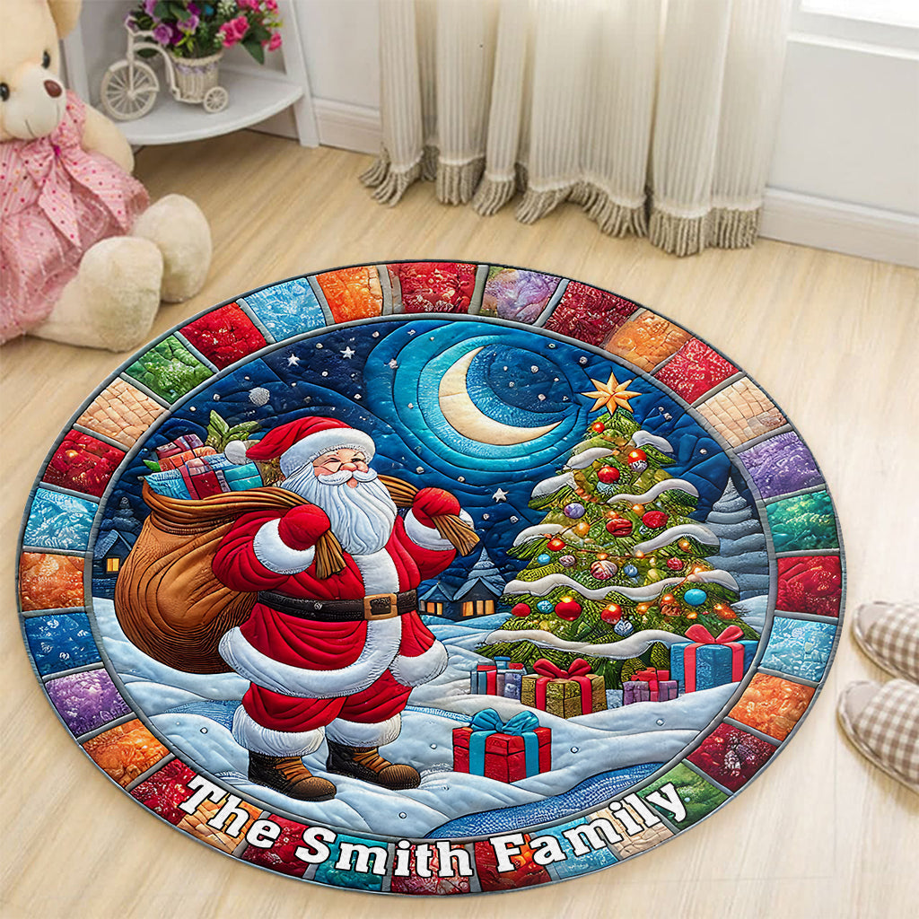 Merry Christmas - Personalized Family Round Rug