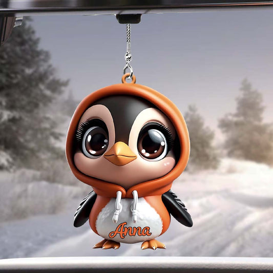 Cute Penguin - Personalized Car Ornament