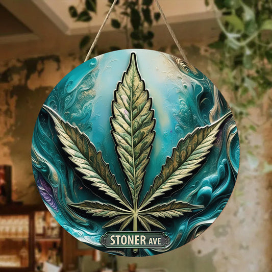 Stoner Avenue - Personalized Weed Round Metal Sign