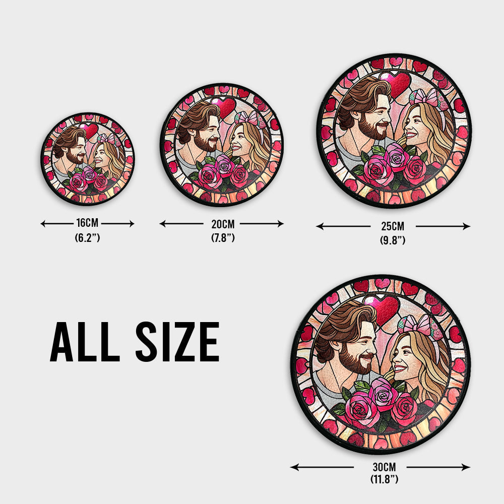 Faux Stained Glass Couples Portrait From Photo - Personalized Couple Stained Glass Suncatcher