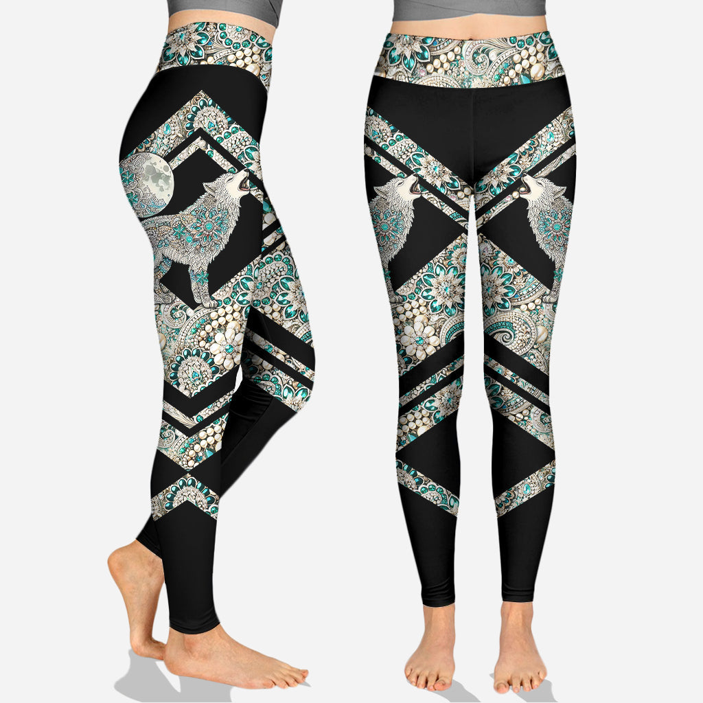 Majestic Snow Wolf - Personalized Wolf Hoodie and Leggings