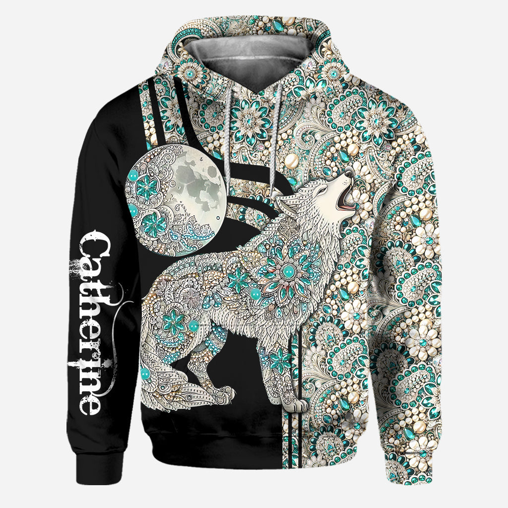 Majestic Snow Wolf - Personalized Wolf Hoodie and Leggings