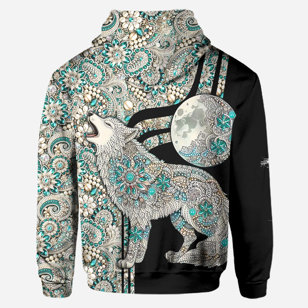 Majestic Snow Wolf - Personalized Wolf Hoodie and Leggings