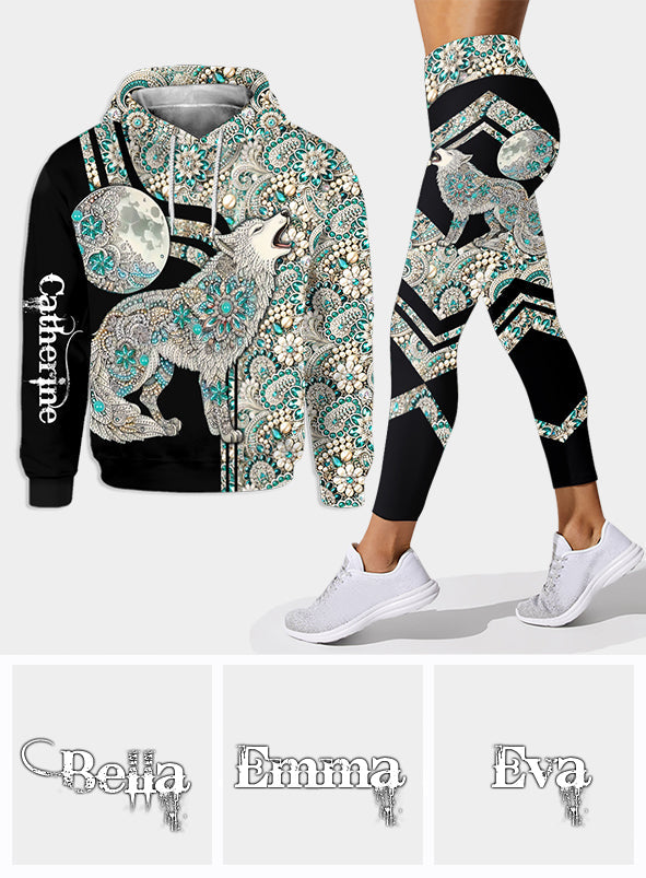 Majestic Snow Wolf - Personalized Wolf Hoodie and Leggings
