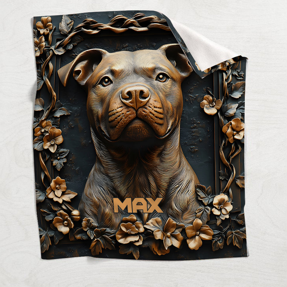 Strong Pitbull - Personalized Dog Blanket