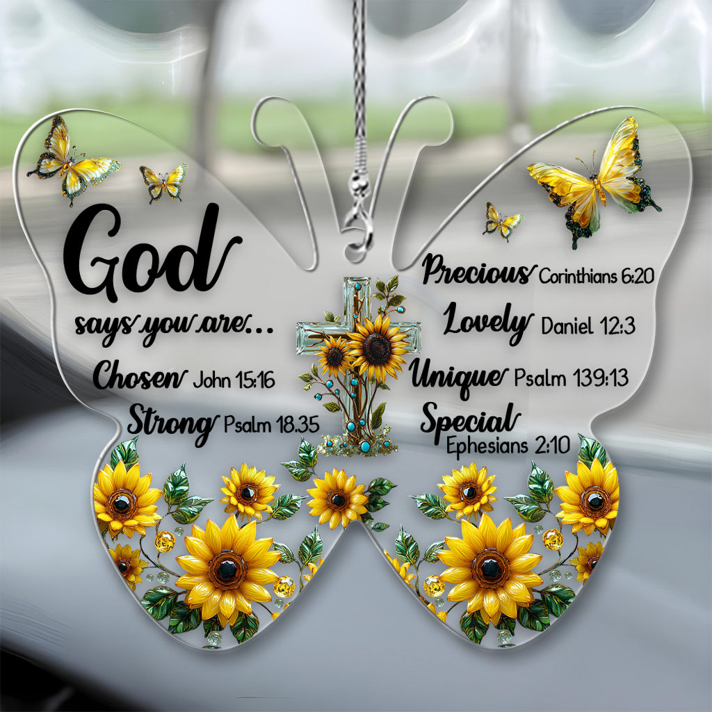 God Says You Are... - Christian Transparent Car Ornament