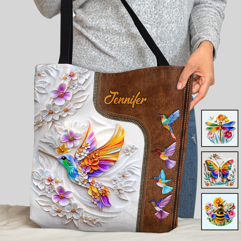 Stunning Hummingbird Dragonfly Butterfly - Personalized Gardening Tote Bag