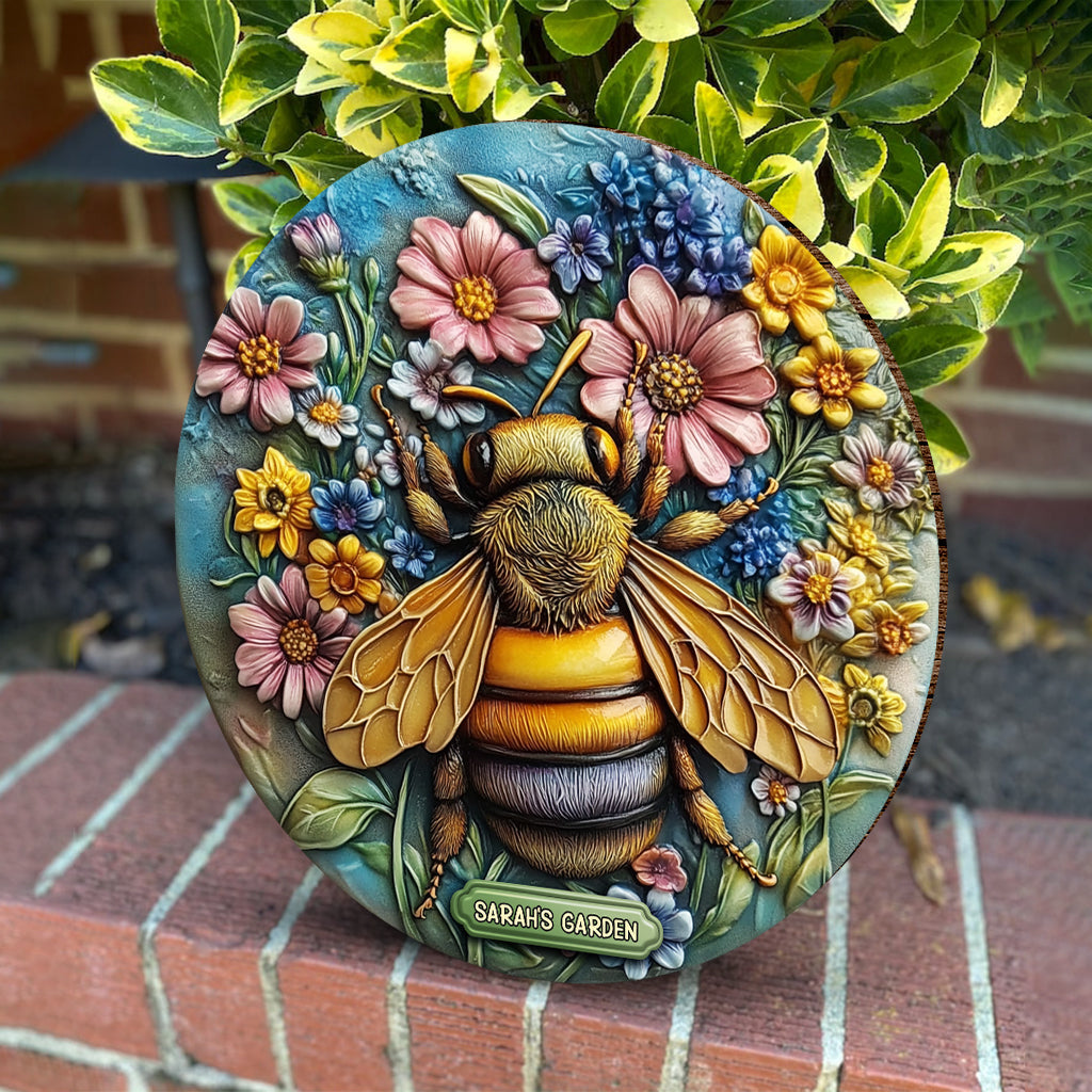 Beautiful Garden - Personalized Gardening Round Wood Sign