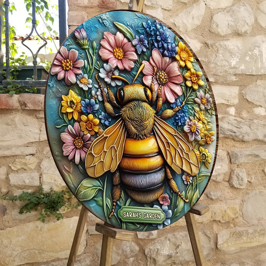 Beautiful Garden - Personalized Gardening Round Wood Sign