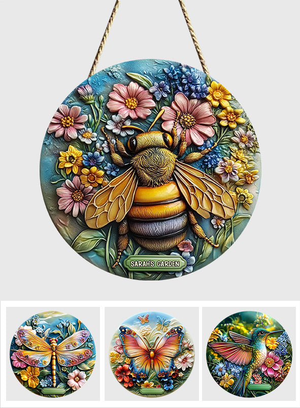 Beautiful Garden - Personalized Gardening Round Wood Sign