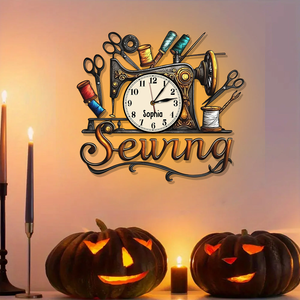 Sewing Room - Personalized Sewing LED Light Wall Clock