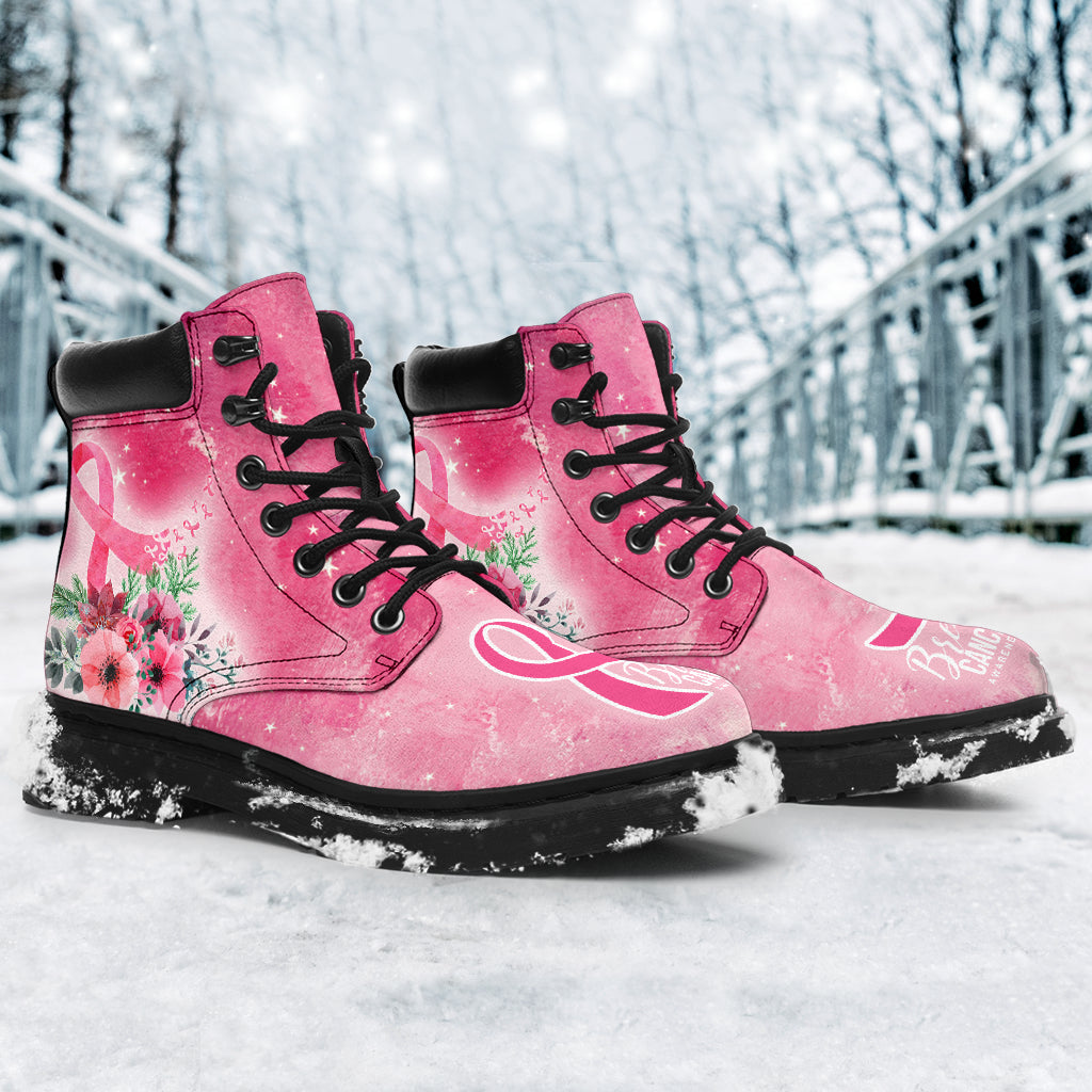 Floral Breast Cancer Awareness Breast Cancer Awareness All Season Boots 0622