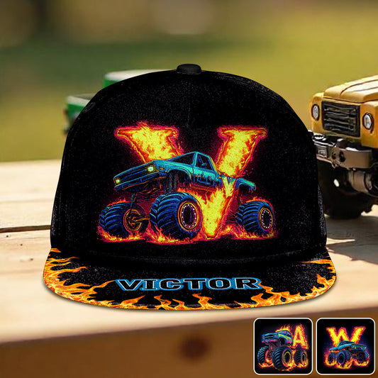 Boy's Cool Monster Truck Print Hat - Personalized Kid Snapback