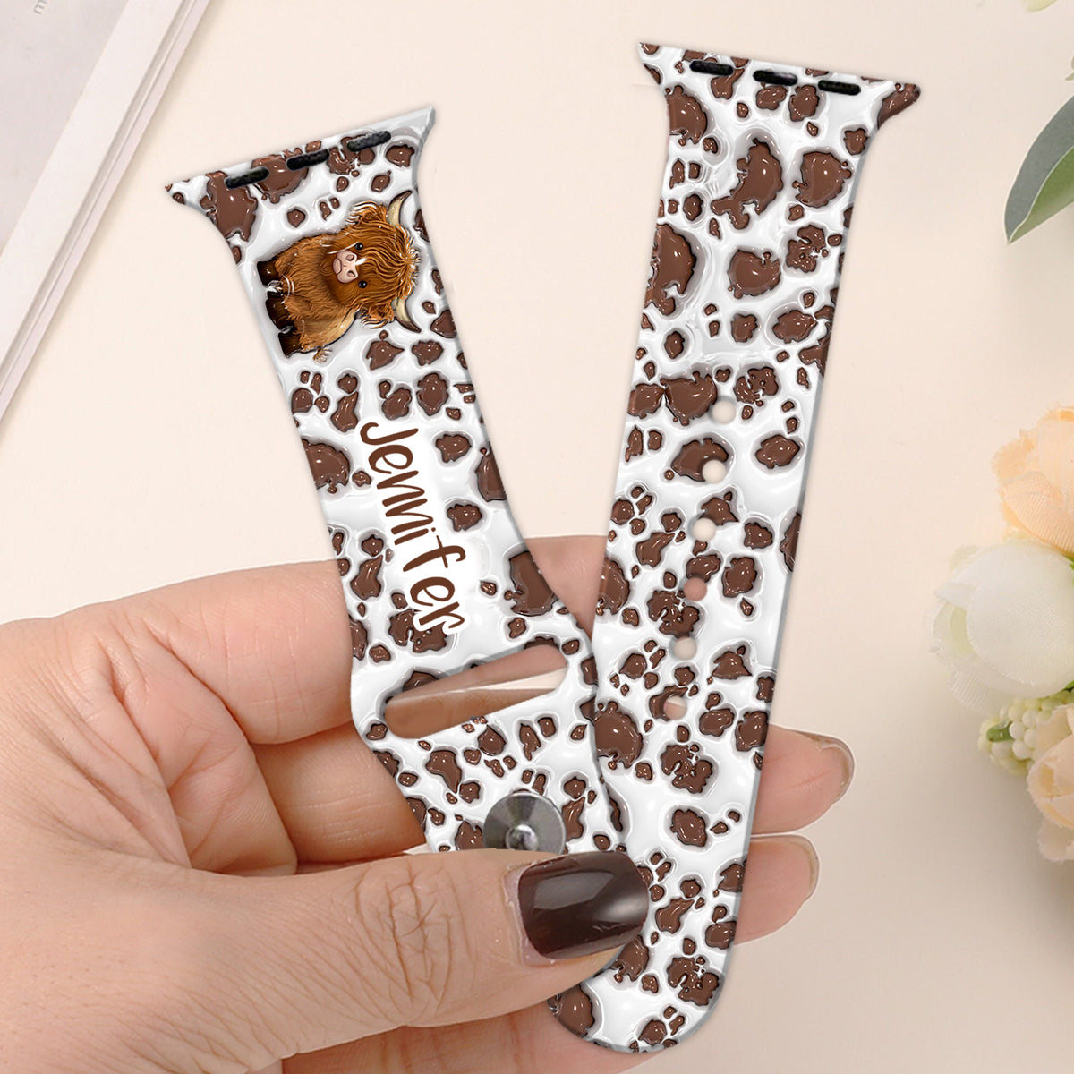 Just A Girl Who Loves Highland Cow - Personalized Apple Watch Band