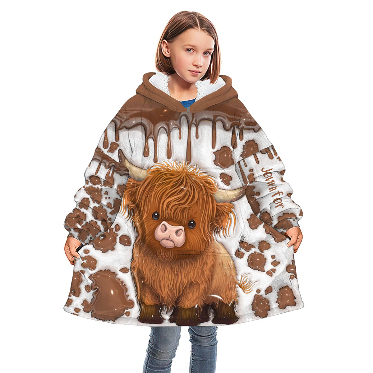 Just A Girl Who Loves Highland Cow - Personalized Blanket Hoodie