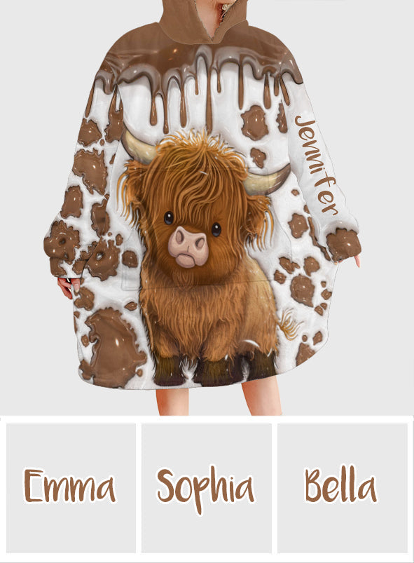 Just A Girl Who Loves Highland Cow - Personalized Blanket Hoodie