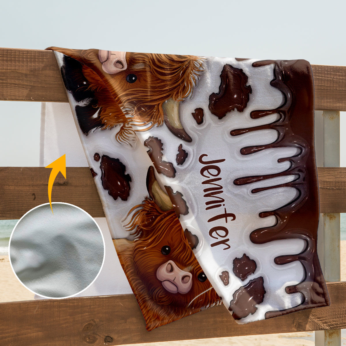 Just A Girl Who Loves Highland Cow - Personalized Highland Cow Quick-dry Beach Towel/ Bath Towel